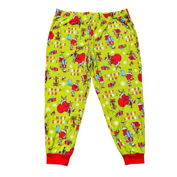 The Grinch Dr Seuss Mens Christmas Pajama Set Size 2X (50-52) Green Red Soft - Picture 3 of 8